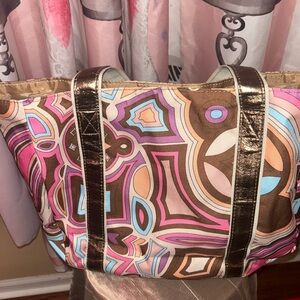 New Avon Pink & Brown mark Geometric Tote